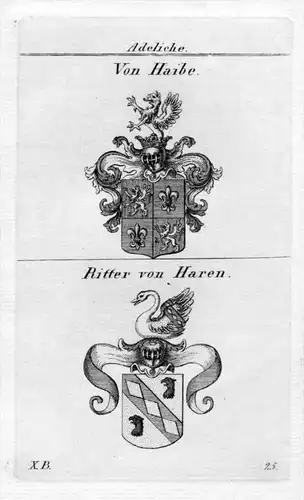 von Haibe Haren Wappen Adel coat of arms heraldry Heraldik Kupferstich