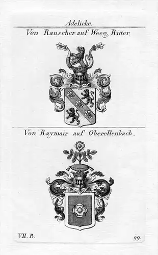 Rauscher Weeg Raymair Oberellenbach Wappen Kupferstich