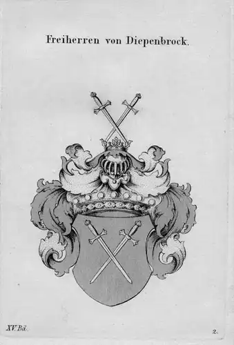 Diepenbrock Wappen Adel coat of arms heraldry  Kupferstich