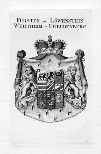 Löwenstein Wertheim Wappen coat of arms heraldry Heraldik Kupferstich