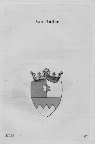 Büller Wappen coat of arms heraldry Heraldik Kupferstich