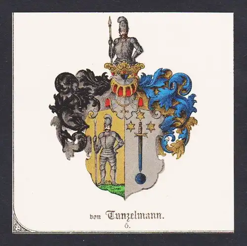 . von Tunzelmann Wappen Heraldik coat of arms heraldry Litho