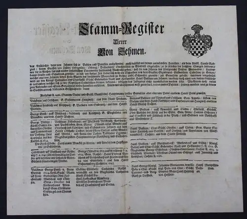 Zehmen Stammbaum Ahnentafel family tree Wappen coat of arms