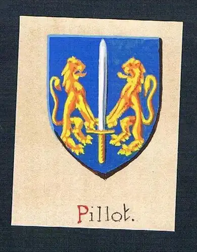 19. / 20. Jh. - Pillot Blason Aquarelle Wappen coat of arms Heraldik