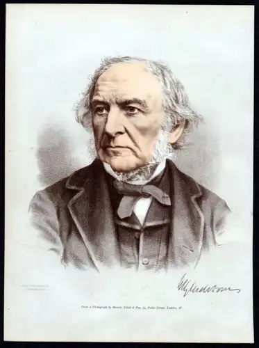 William Ewart Gladstone (1809-1898) Premierminister - Lithographie Portrait