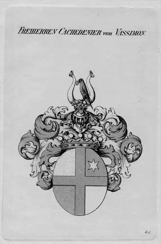 Cachedenier Vassimon Wappen Adel coat of arms heraldry Heraldik Kupferstich