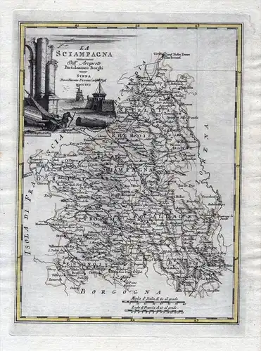 La Sciampagna - Champagne Chalons Reims Epernay Troyes Provins Marne Aube Ardennes Yonne Karte map carte gravu