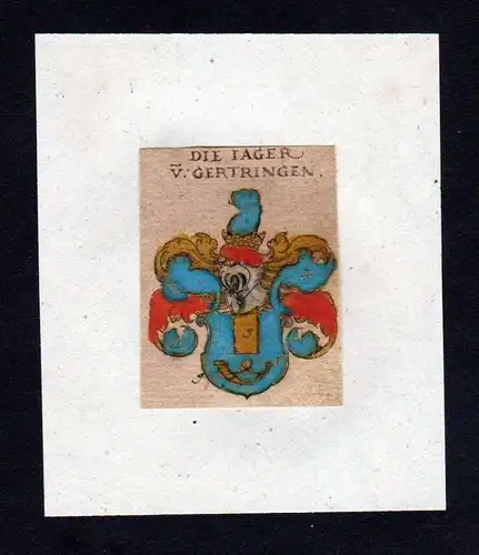 h. Jäger von Gärtringen Wappen coat of arms heraldry Heraldik Kupferstich