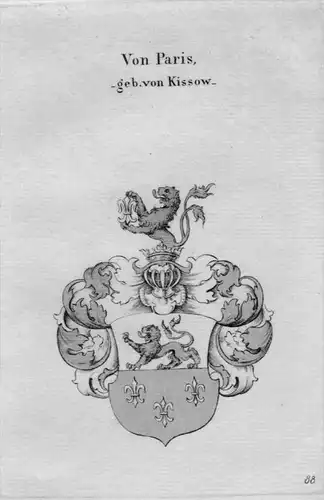 Von Paris Wappen Adel coat of arms heraldry Heraldik crest Kupferstich