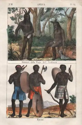 - Gabon Central Africa Uganda people costume Lithograph