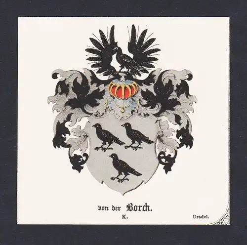 .  Borch Wappen Heraldik coat of arms heraldry Litho