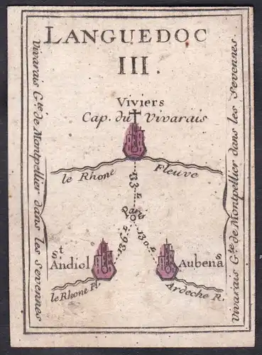 Languedoc III. - Languedoc Frankreich France Viviers Saint-Andiol Aubenas Original 18th century playing card c