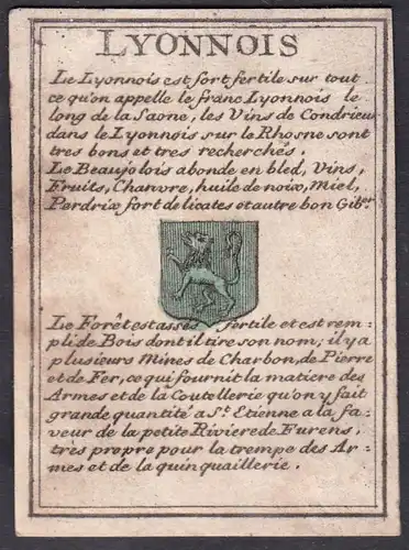 Lyonnois - Lyon Frankreich France Original 18th century playing card carte a jouer Spielkarte cards cartes