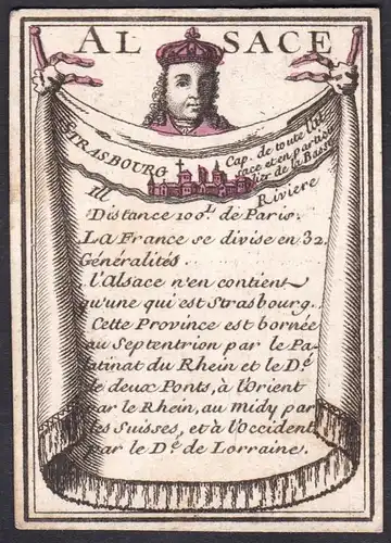 Alsace - Strasbourg - Elsass Straßburg Frankreich France Original 18th century playing card carte a jouer Spie