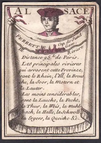 Alsace - Ferrett - Elsass Ferrette Frankreich France Original 18th century playing card carte a jouer Spielkar