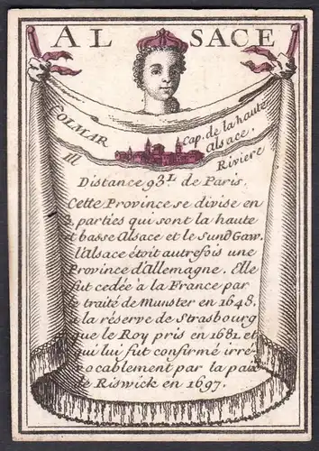 Alsace - Colmar - Elsass Colmar Frankreich France Original 18th century playing card carte a jouer Spielkarte