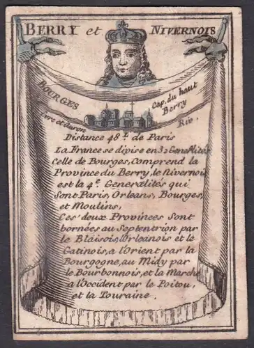 Berry et Nivernois - Bourges - Nivernais Bourges Frankreich France Original 18th century playing card carte a