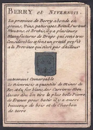 Berry et Nivernois - Nivernois Berry Frankreich France Original 18th century playing card carte a jouer Spielk