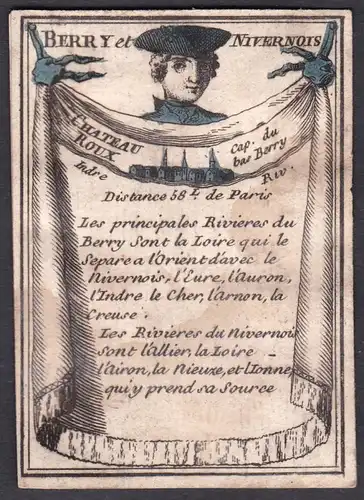 Berry et Nivernois - Chateau Roux - Nivernais Châteauroux Frankreich France Original 18th century playing card