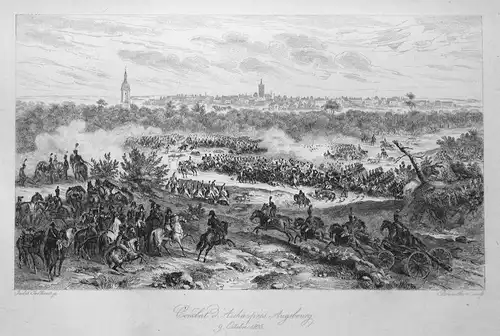 Combat d'Aicha pres Augsbourg 9 Octobre 1805 - Aichach Augsburg Napoleon Schlacht battle 9 Oktober 1805 Ansich