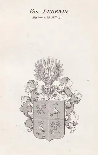 Von Ludewig. Diplom v. 28 Juli 1791 - Ludewig Wappen Adel coat of arms heraldry Heraldik Kupferstich antique p