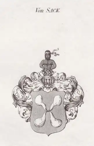 Von Sack - Sack Wappen Adel coat of arms heraldry Heraldik Kupferstich antique print