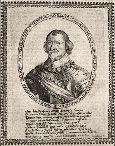 Ludovicus Henricus com. Nass. - Ludwig Heinrich Nassau-Dillenburg Graf earl gravure Portrait Kupferstich coppe
