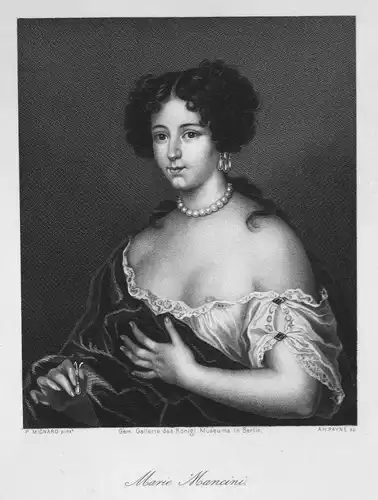 Marie Mancini - Maria Mancini Mätresse mistress Geliebte lover Portrait portrait Stahlstich steel engraving an