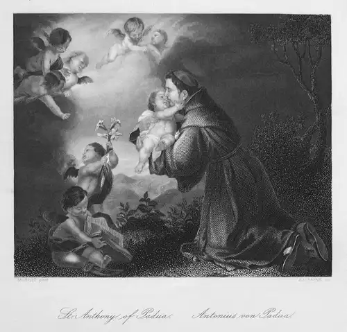 St. Anthony of Padua. / Antonius von Padua - Antonius von Padua Priester priest Engel angels Kind child Stahls