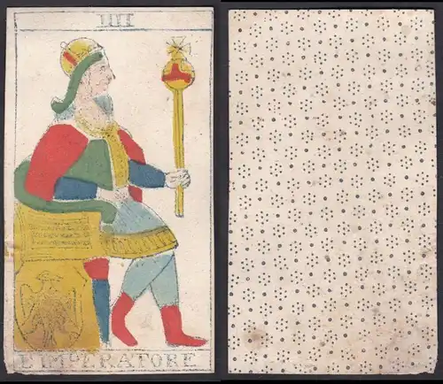 L' Imperatore - Original 18th century playing card / carte a jouer / Spielkarte - Tarot