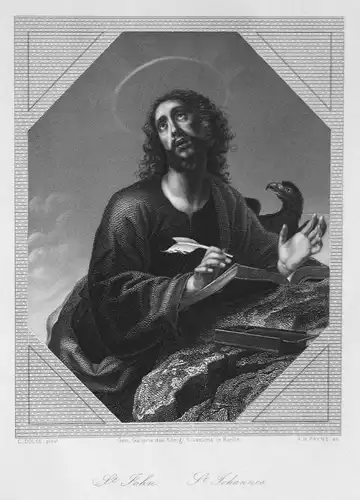 St. John / St. Johannes - St. Johannes Heiliger holy Portrait portrait Stahlstich steel engraving antique prin