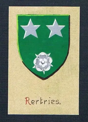 19. / 20. Jh. - Rertries Blason Aquarelle Wappen coat of arms Heraldik