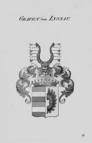 Lyssau Wappen Adel coat of arms heraldry Heraldik crest Kupferstich