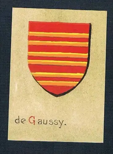 19. / 20. Jh. - de Gaussy Blason Aquarelle Wappen Heraldik coat of arms