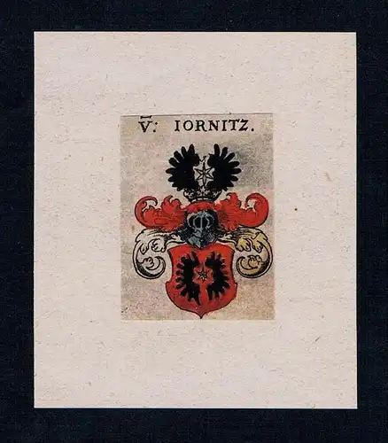. Von Iornitz Wappen coat of arms heraldry Heraldik Kupferstich