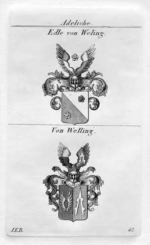 Weling / Welling - Wappen Adel coat of arms heraldry Heraldik Kupferstich