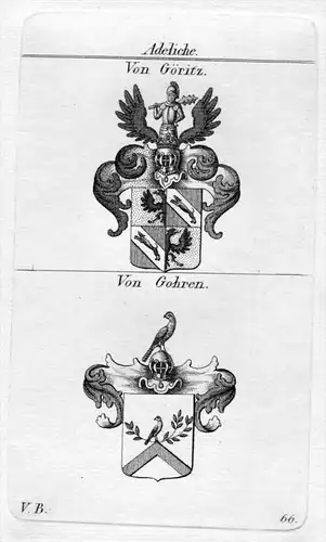 Görlitz / Gohren - Wappen Adel coat of arms heraldry Heraldik Kupferstich