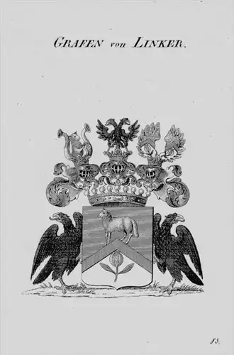 Linker Wappen Adel coat of arms heraldry Heraldik crest Kupferstich