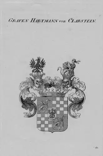 Hartmann Clarstein Wappen Adel coat of arms heraldry Heraldik Kupferstich