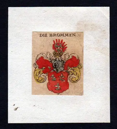 17. Jh von Brommen Wappen coat of arms heraldry Heraldik Kupferstich