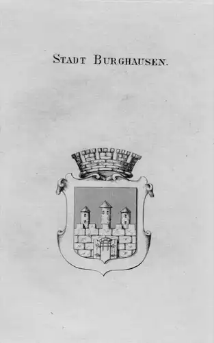 Stadt Burghausen Wappen Adel coat of arms heraldry Heraldik Kupferstich