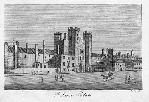 London St. Jame's Palace Original Kupferstich