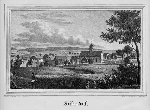 Grosshartmannsdorf Seifersdorf Dippoldiswalde Sachsen Lithographie