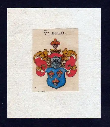 17. Jh Belo Wappen coat of arms heraldry Heraldik Kupferstich