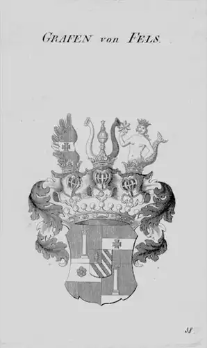 Fels Wappen Adel coat of arms heraldry Heraldik crest Kupferstich