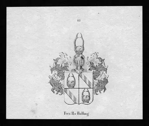 von Holling Wappen Adel coat of arms heraldry Heraldik Lithographie