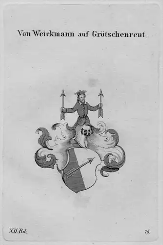 Weickmann Grötschenreut Wappen coat of arms heraldry Heraldik Kupferstich