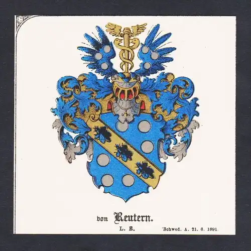 . von Reutern Wappen Heraldik coat of arms heraldry Chromo Lithographie
