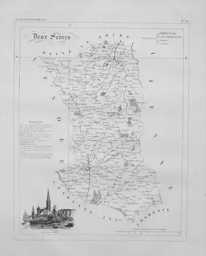 Departement Deux Sèvres carte gravure Kupferstich Karte map France