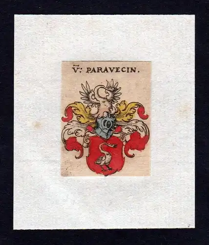 h. von Paravecin Wappen Adel coat of arms heraldry Heraldik Kupferstich